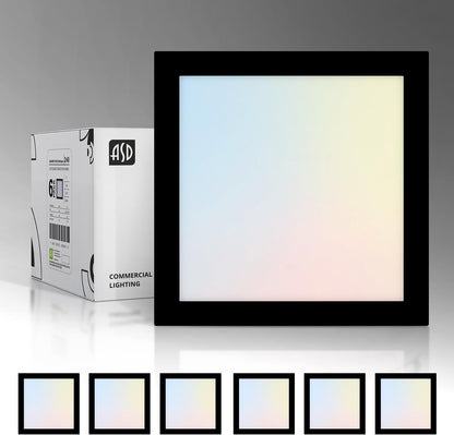 ASD Lighting LED Surface Mini Panel Square 7inch 15W 120V Triac 3000/4000/5000K Black ETL 6 pack