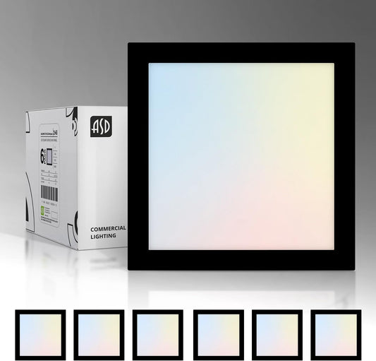 ASD Lighting LED Surface Mini Panel Square 7inch 15W 120V Triac 3000/4000/5000K Black ETL 6 pack