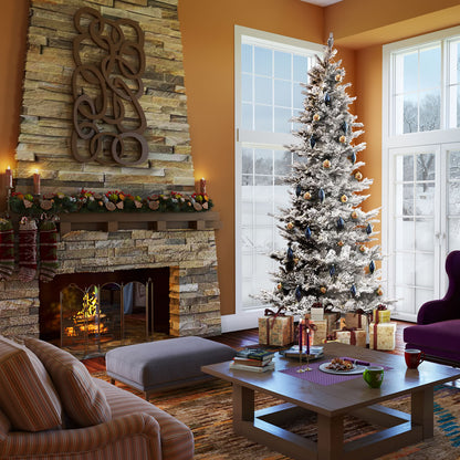 Vickerman 10' x 58" Flocked Kiana Artificial Christmas Tree with Warm White LED Lights.