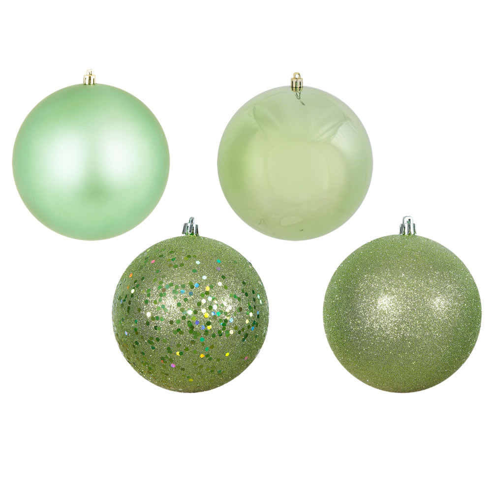 Vickerman 12" Celadon 4-Finish Ball Ornament Assortment 4 per Bag