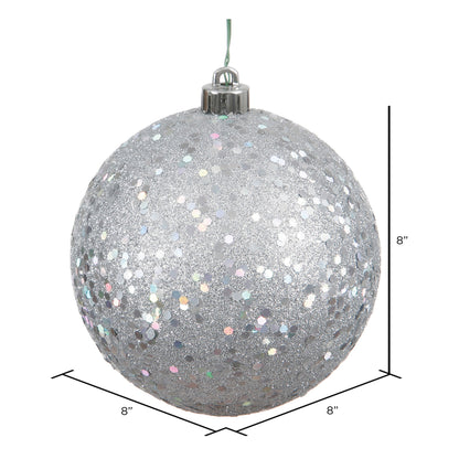 Vickerman 8" Silver Sequin Ball Ornament