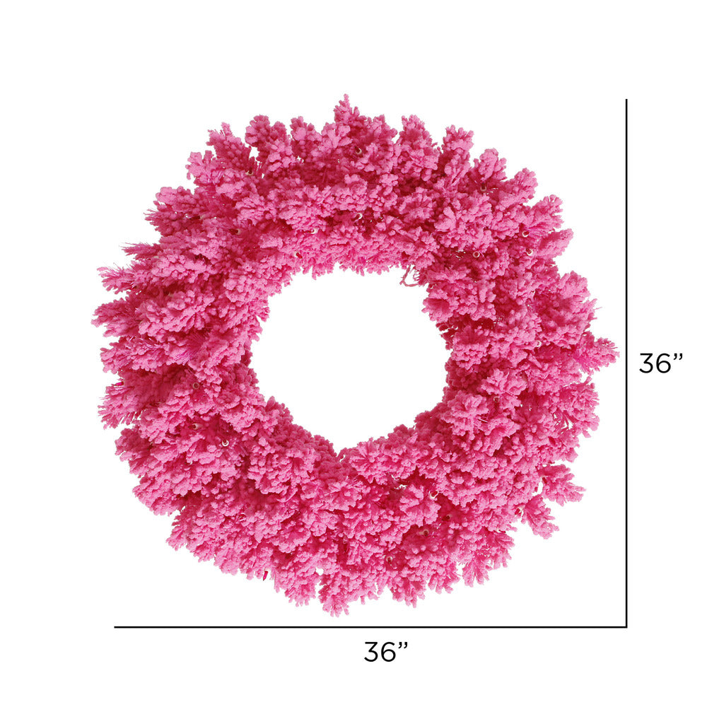 Vickerman 36" Flocked Pink Fir Artificial Christmas Wreath Unlit