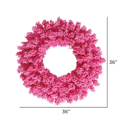 Vickerman 36" Flocked Pink Fir Artificial Christmas Wreath Unlit