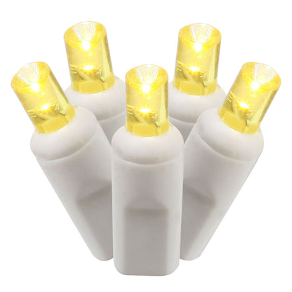 Vickerman 100 Yellow Wide Angle LED Light on White Wire 50' Christmas Single Mold Light Strand