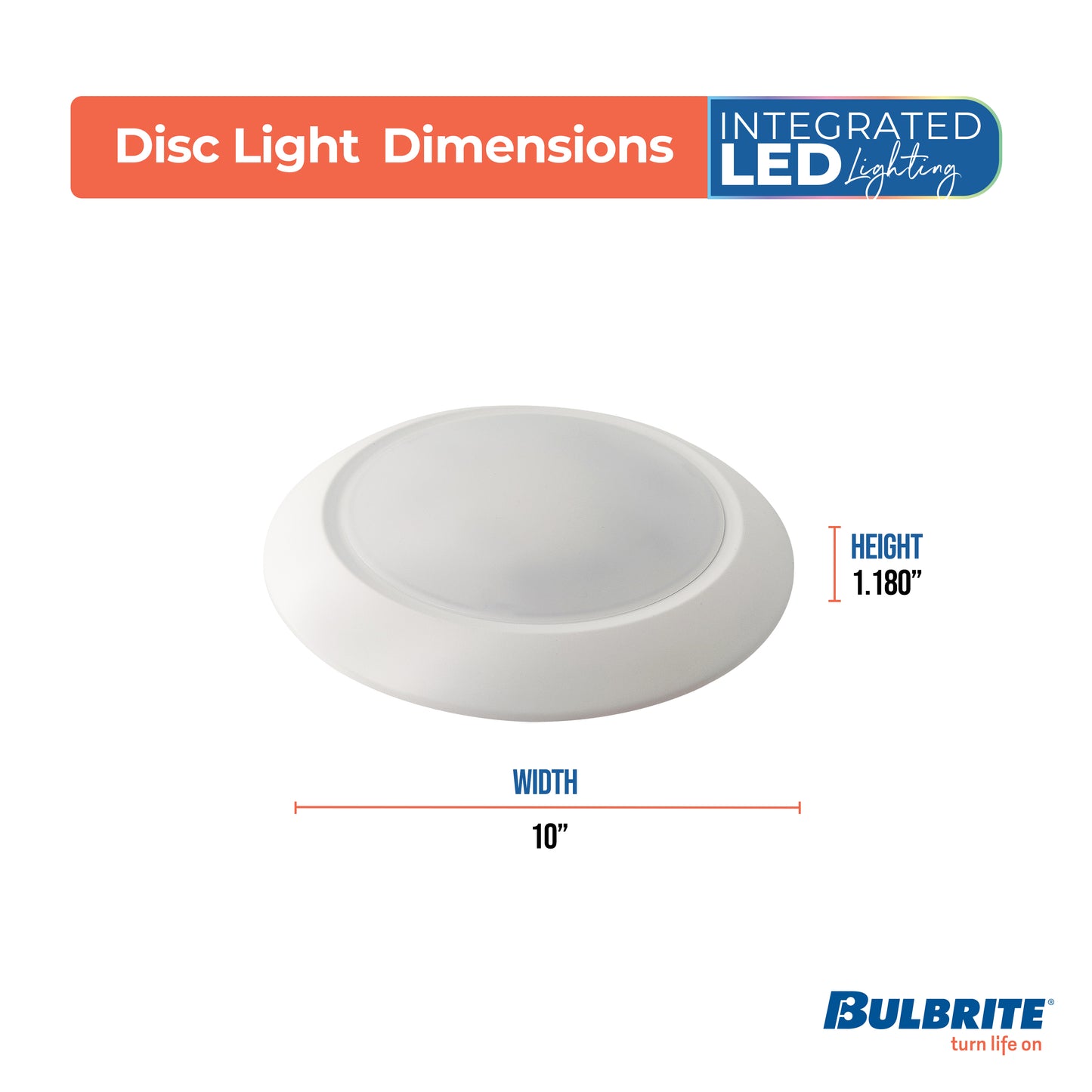 Bulbrite 773276 25-Watt LED 10" Disc, 5 CCT - 27/30/35/40/50K 2000 Lumens