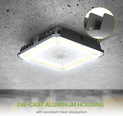 ASD Lighting LED Edge-Lit Canopy with Q-base 60/70/100W 120-277V 0-10V Dimmable 140Lm/W 3000/4000/5000K Black UL DLC Premium