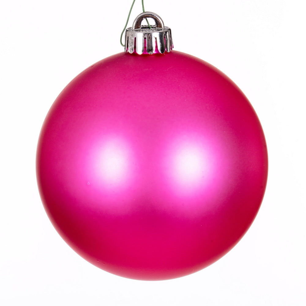 Vickerman 4.75" Hot Pink Matte Ball Ornament 4 per bag.