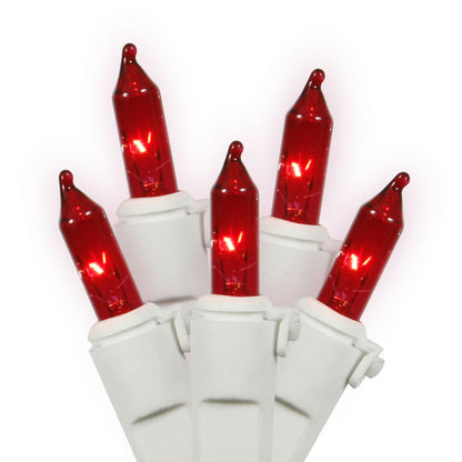 Vickerman 50 Red Mini Light Set on White Wire 16' Christmas Light Strand in Polybag