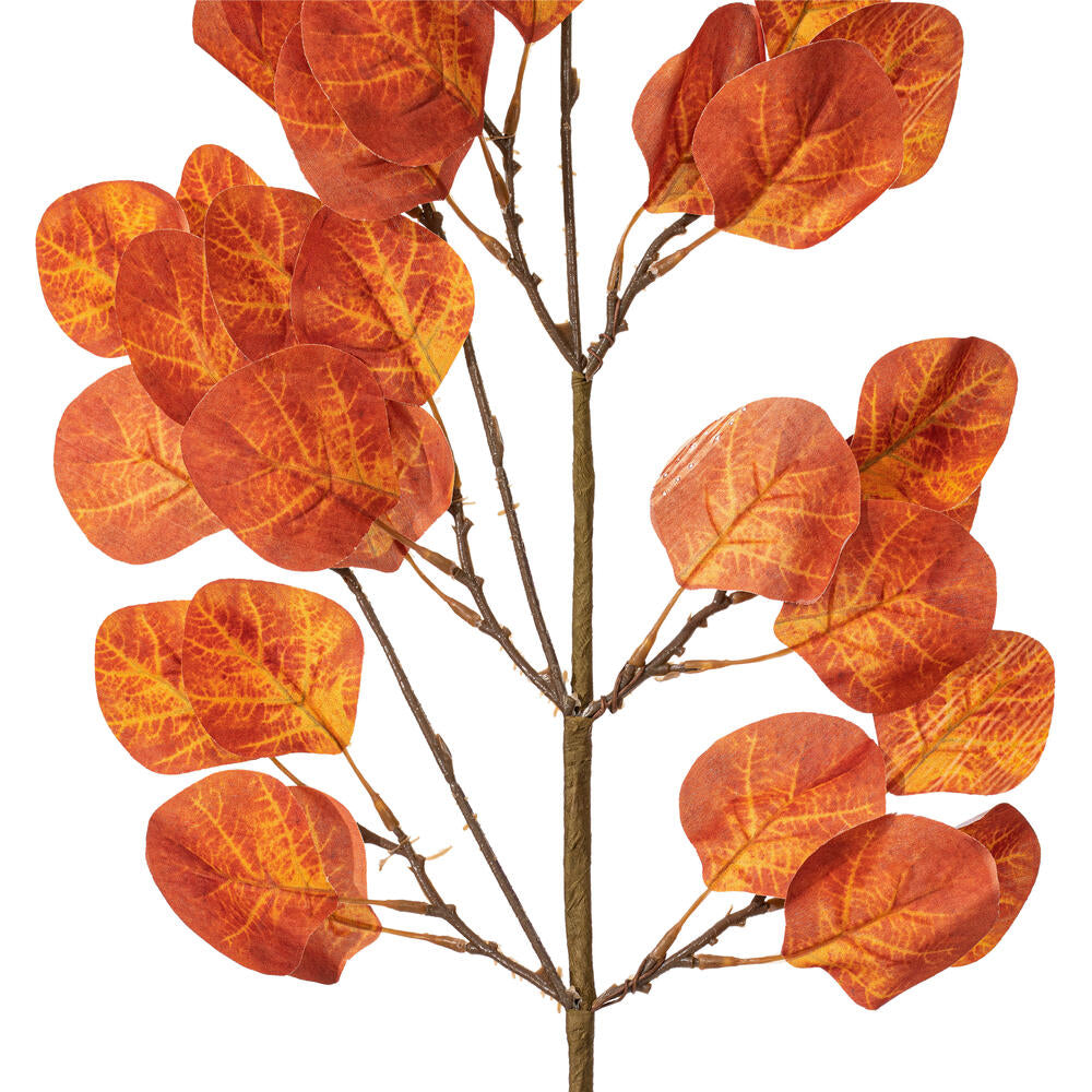 Vickerman 32" Rust Orange Artificial Silver Dollar Eucalyptus Leaf Spray 3 per bag.