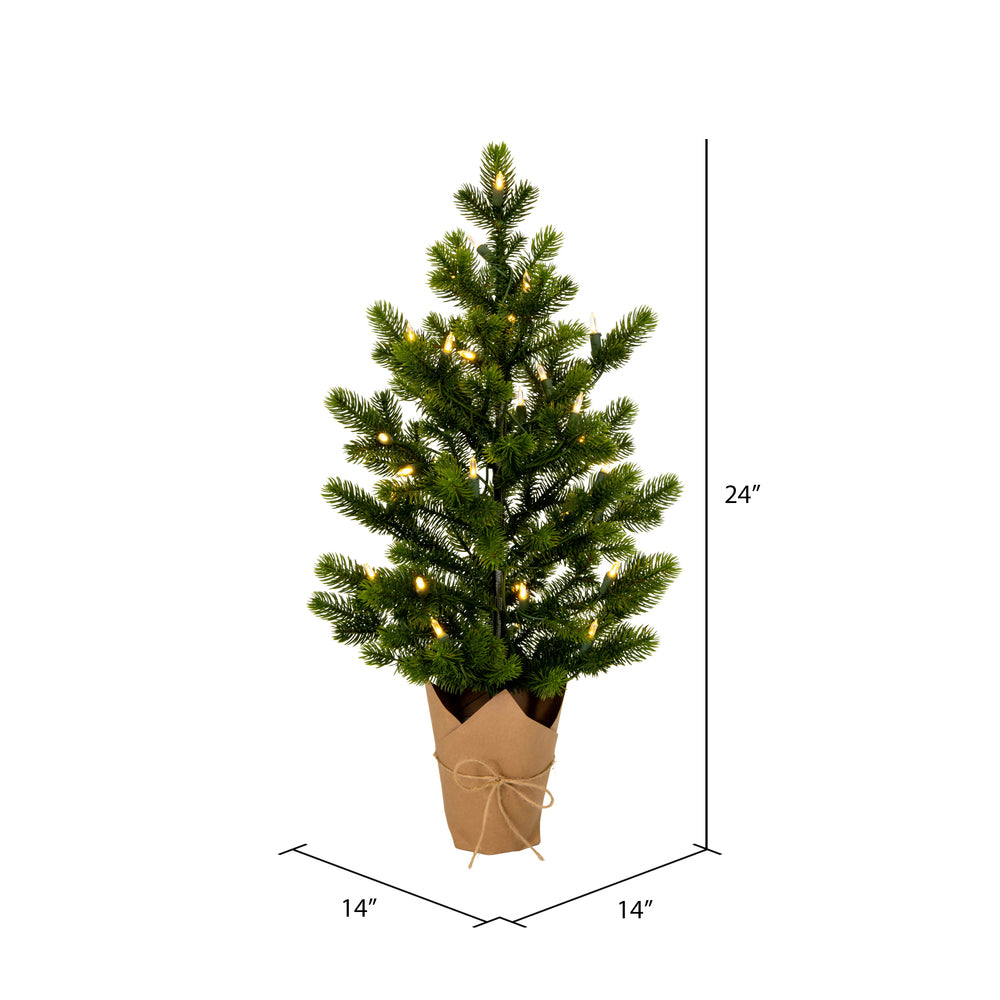 Vickerman 24" x 14" Bryson Spruce Artificial Christmas Tree Dura-Lit® LED Warm White Mini Lights