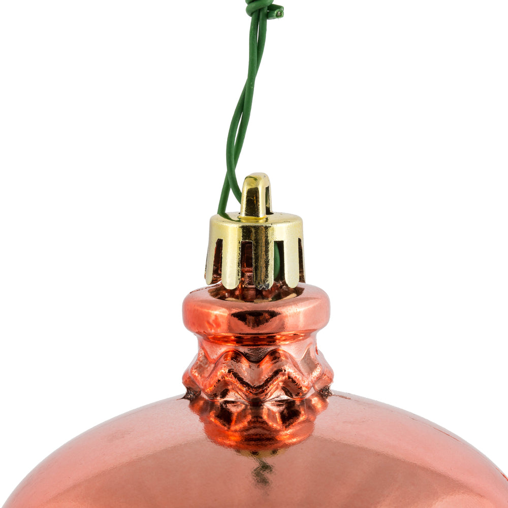 8" x 2.75" Coral Shiny Finial Ornament with drilled and wired caps. Comes 3/bag.