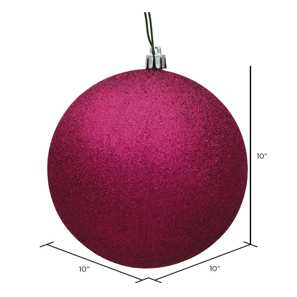 Vickerman 10" Fuchsia Glitter Ball Ornament