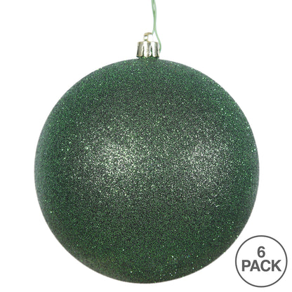 Vickerman 4" Emerald Glitter Ball Ornament 6 per Bag