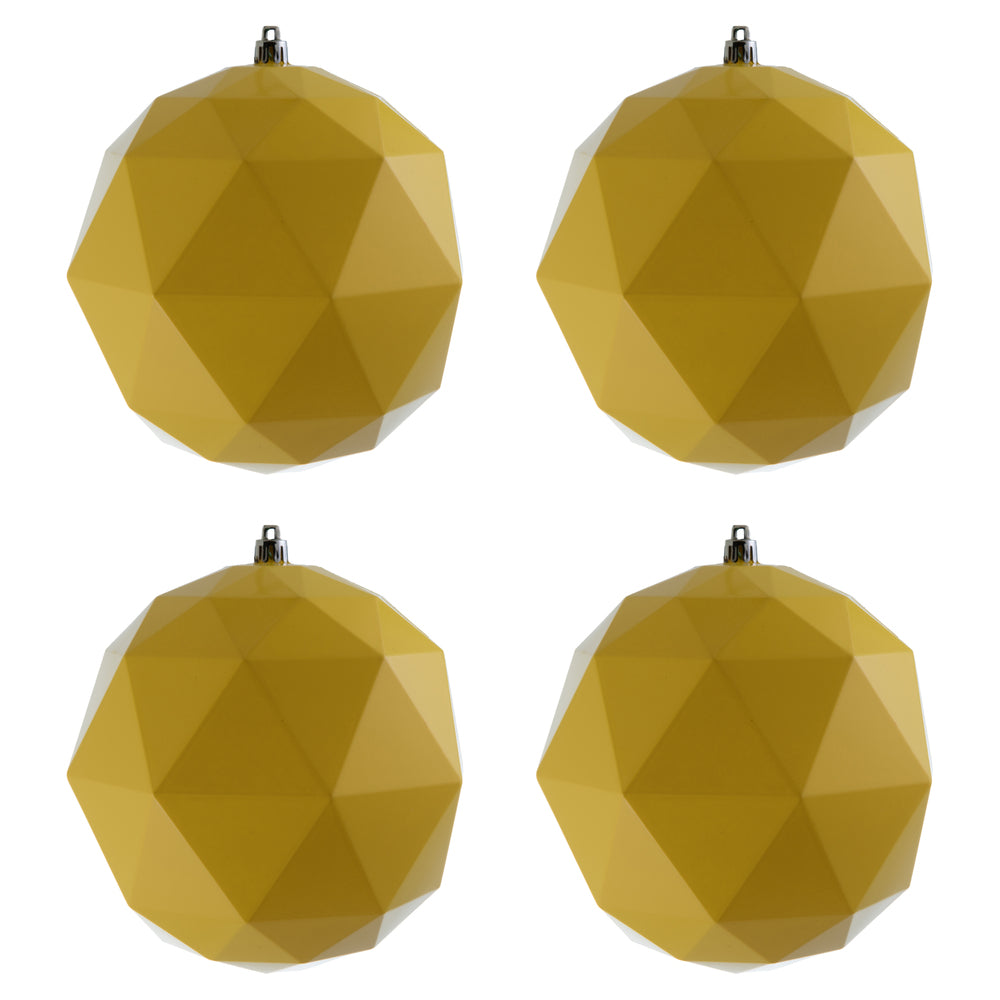 Vickerman 6" Yellow Shiny Geometric Ball Ornament 4 per bag