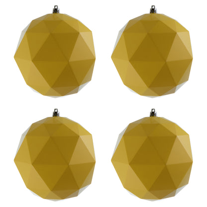 Vickerman 6" Yellow Shiny Geometric Ball Ornament 4 per bag