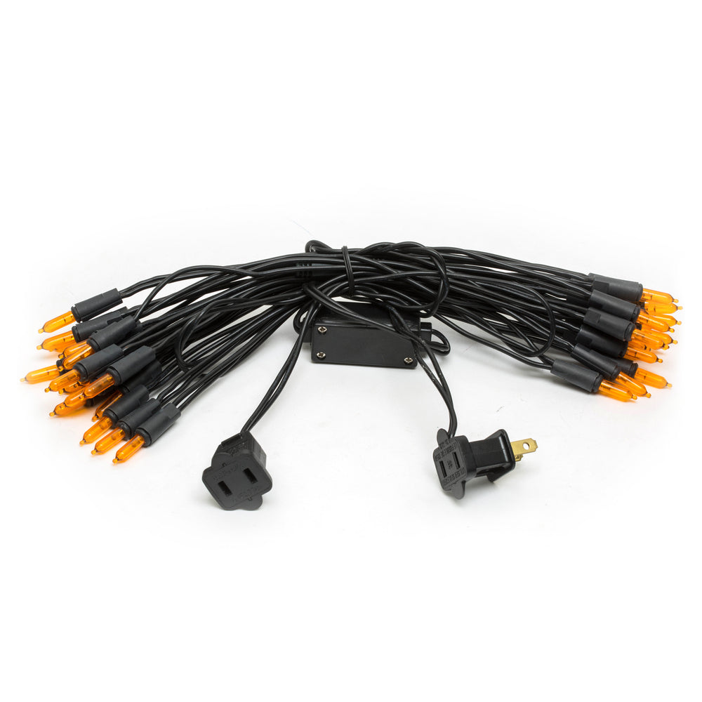 Vickerman 50 Orange Dura-lit Mini Light on Black Wire, 37' Christmas Light Strand