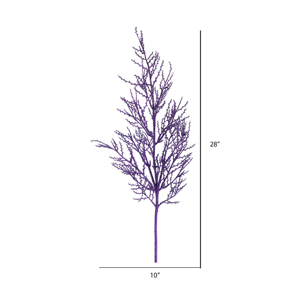 Vickerman 28" Purple Onoclea Glitter Wild Huck Artificial Christmas Spray. Includes 6 sprays per pack.