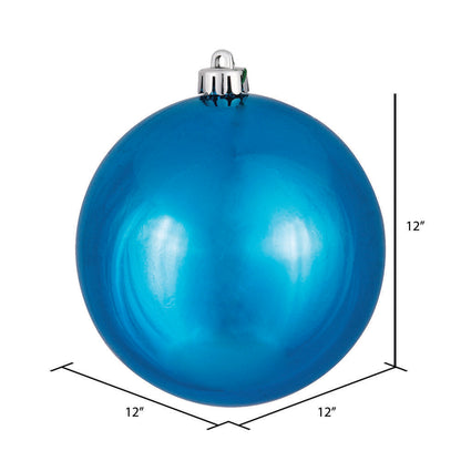 Vickerman 12" Turquoise Shiny Ball Ornament