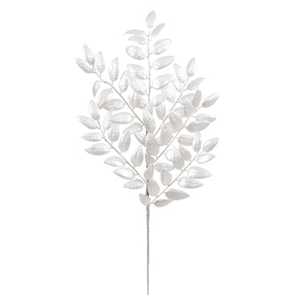 Vickerman 22" White Glitter Honey Locust Artificial Christmas Spray. Includes 6 sprays per pack.