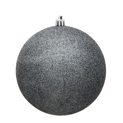 Vickerman 6" Pewter Glitter Ball Ornament 4 per Bag