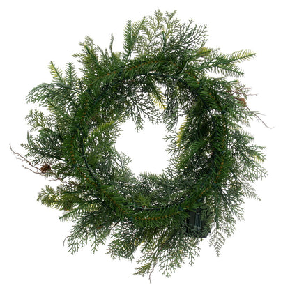 26" Mixed Cedar Pine Wreath B/O 50WW