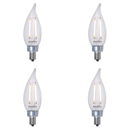 BULBRITE LED CA10 CANDELABRA SCREW (E12) 2.5W DIMMABLE FILAMENT LIGHT BULB 2700K/WARM WHITE 25W INCANDESCENT EQUIVALENT 4PK (776858)