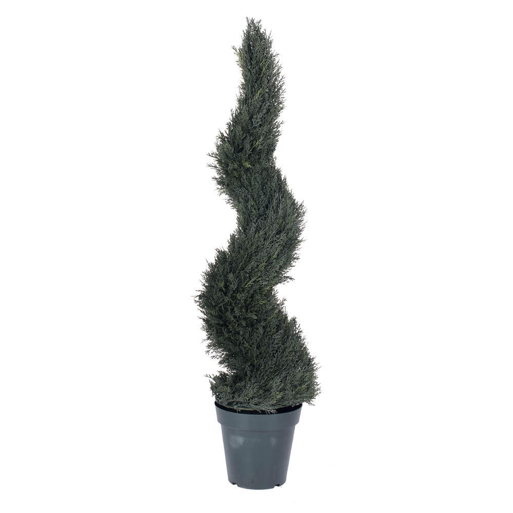 Vickerman 48" Artificial UV Resistant Pond Cypress Spiral in Two Tone Green Pot.