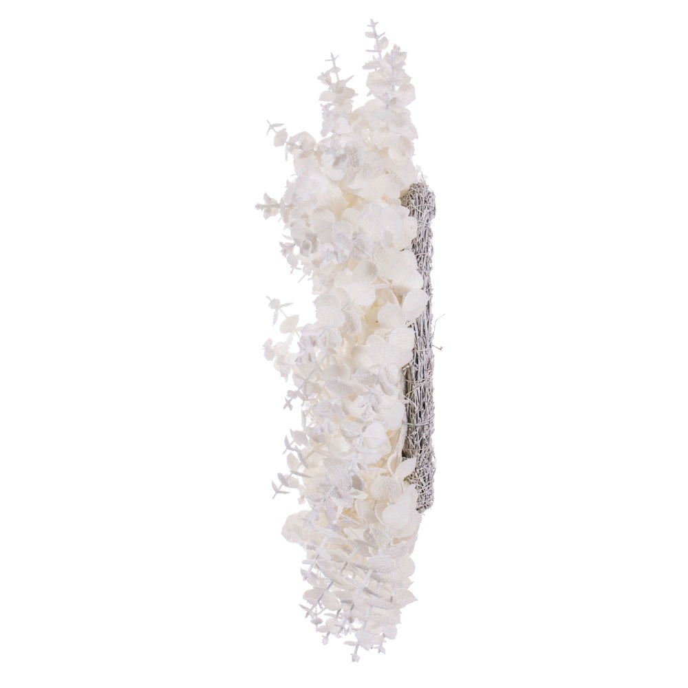 Vickerman 24" White Artificial Eucalyptus Snowy Wreath.