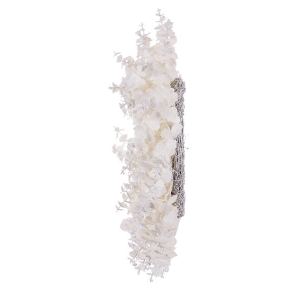 Vickerman 24" White Artificial Eucalyptus Snowy Wreath.