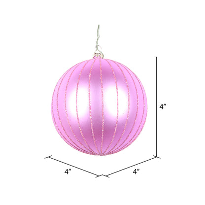 Vickerman 4" Orchid Matte Glitter Ball Christmas Ornament 4 pieces per bag