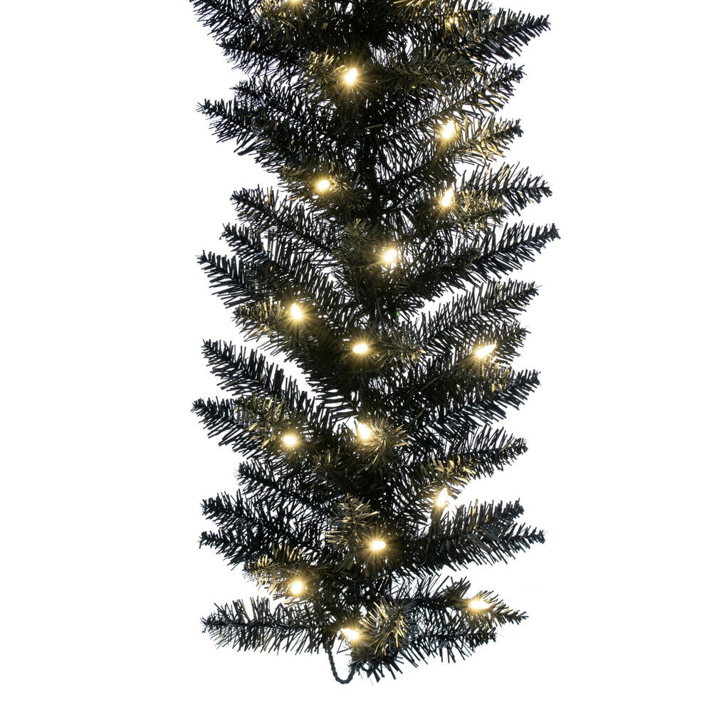 Vickerman 9' Black Fir Artificial Christmas Garland Warm White Dura-Lit LED lights.