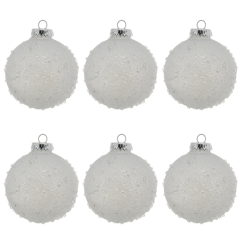 Vickerman 4" White Ice Ball Ornament 6 per Bag