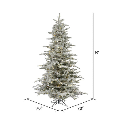 Vickerman 10' Flocked Sierra Fir Artificial Christmas Tree Pure White Single Mold LED lights