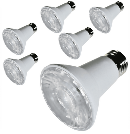 Damar PAR20 LED Long Neck Flood Light Bulb 5W 500 Lumen E26 Medium Base 4000K Cool White Ideal for Track & Recessed Spot Light Bulbs 120V 25° Beam Angle White Finish Pack of 6