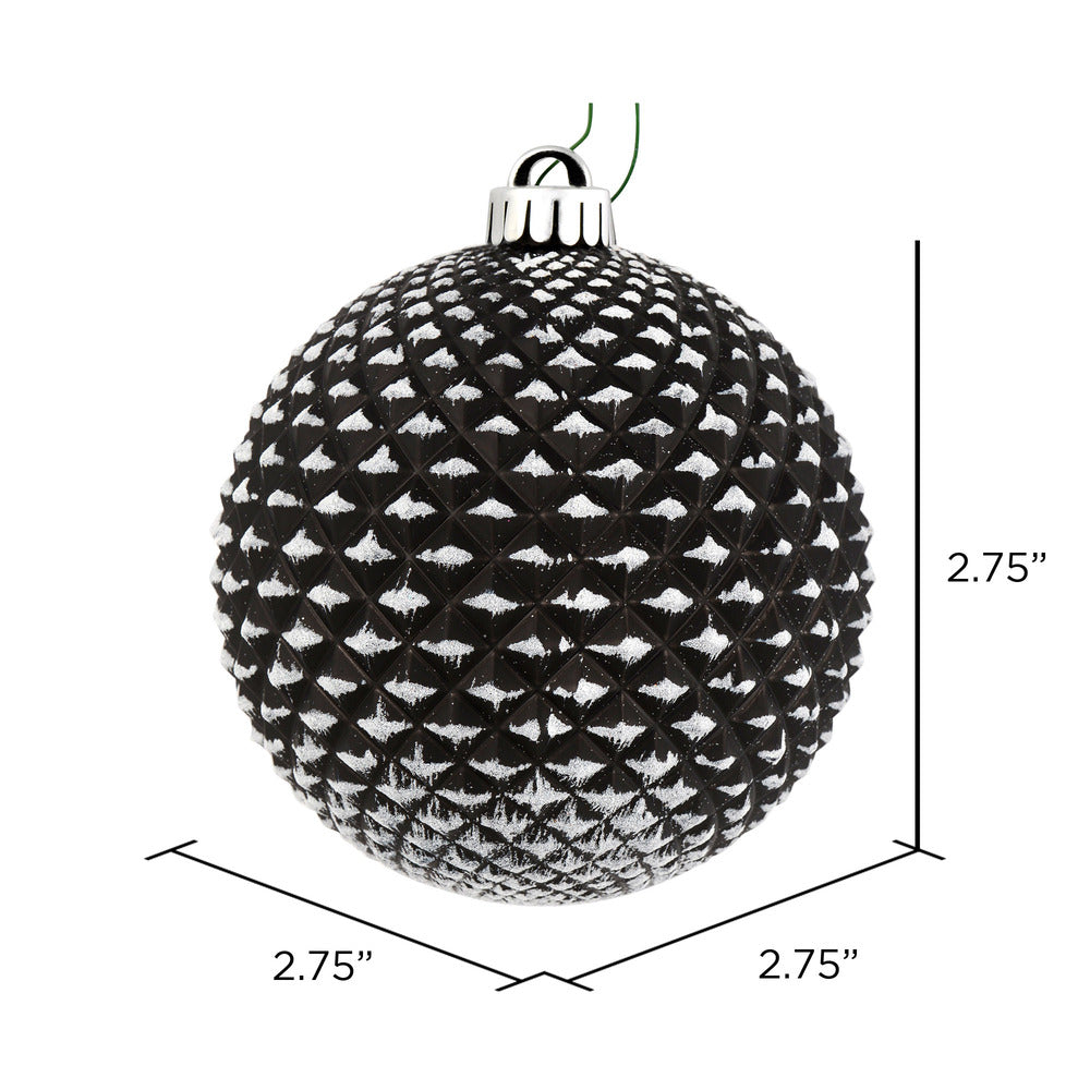 Vickerman 2.75" Black Durian Glitter Ball Ornament 12 per Bag