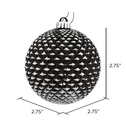 Vickerman 2.75" Black Durian Glitter Ball Ornament 12 per Bag