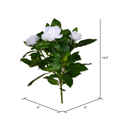 Vickerman 14.5" Artificial White Polyester Gardenia Flower Bush X 3