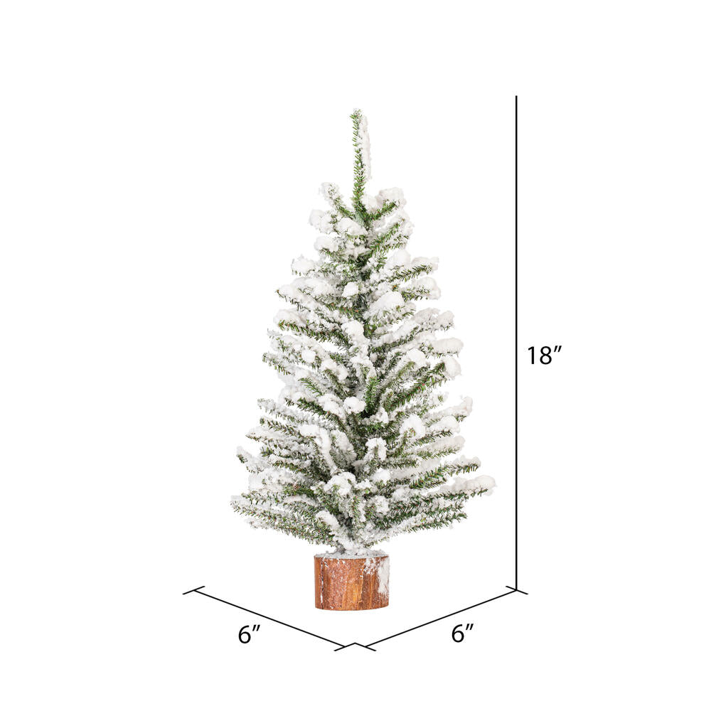 Vickerman 18" flocked Mini Pine Artificial Christmas tree Set of 2