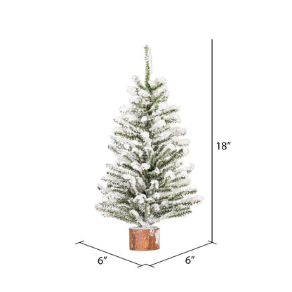 Vickerman 18" flocked Mini Pine Artificial Christmas tree Set of 2