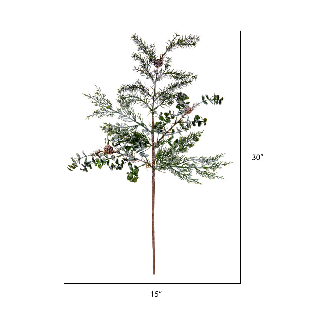 Vickerman 30" Artificial Green Snow Cedar and Eucalyptus Branch 1 per bag.