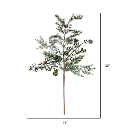 Vickerman 30" Artificial Green Snow Cedar and Eucalyptus Branch 1 per bag.