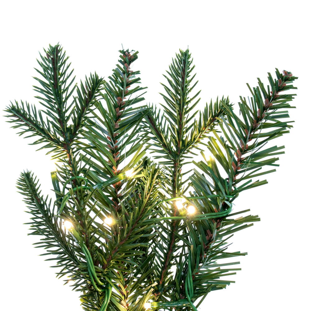 Vickerman 9' x 14" Kamas Fraser Fir Artificial Garland with 300 Warm White Low Voltage 3mm Spider LED Lights and 640 PE/PVC Tips.