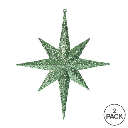 Vickerman 12" Celadon Iridescent Glitter Bethlehem Star Christmas Ornament 2 per Box