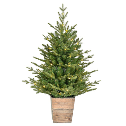Vickerman 3' x 30" Gibson Slim Potted Pine Artificial Christmas Tree Warm White Dura-lit LED Lights