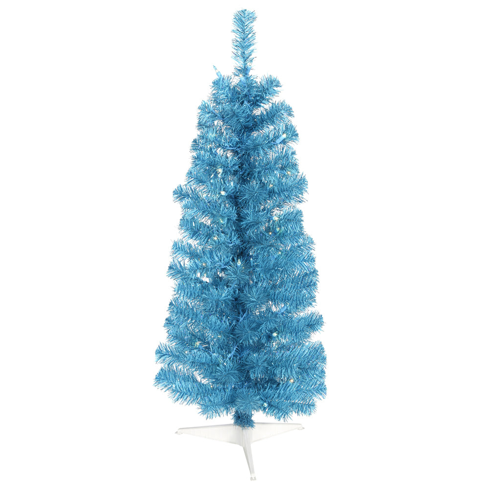 Vickerman 3' Sky Blue Pencil Artificial Christmas Tree Blue Dura-lit LED Lights.