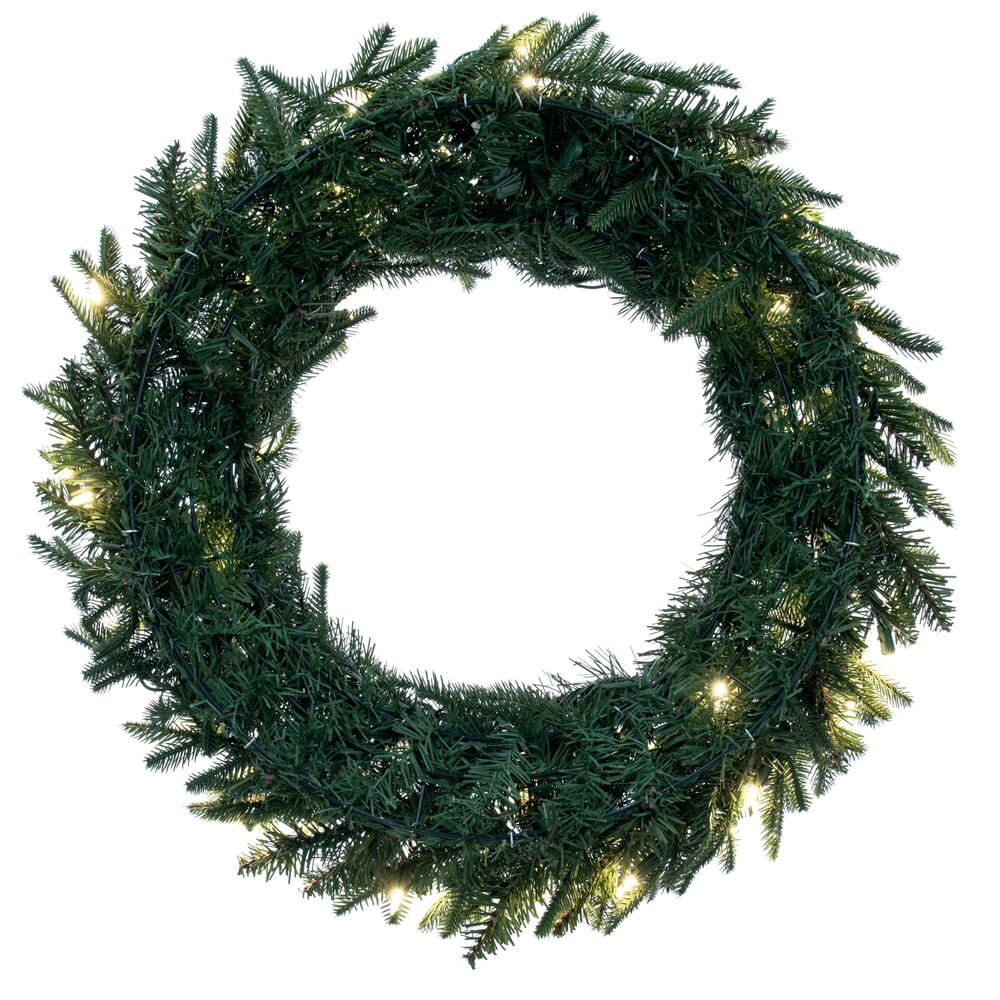 Vickerman 24" Kamas Fraser Fir Artificial Wreath with 50 Dura-Lit® Warm White LED Mini Lights and 396 PE/PVC Tips.