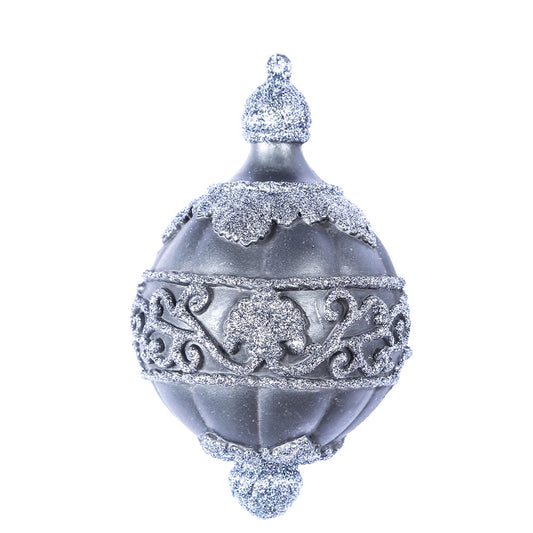 Vickerman 6.5" Pewter Antique Leaf Scroll Drop Ornament. These ornaments are the perfect addition to any holiday decorating project. They feature rich texture and a rustic finish. Includes 3 pieces per pack.