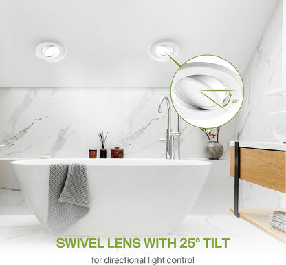ASD Lighting LED Round Recessed Mini Panel Gimbal 4" 12W 120V Dimmable CCT Selectable 2700/3000/3500/4000/5000K White UL Energy Star 6pack