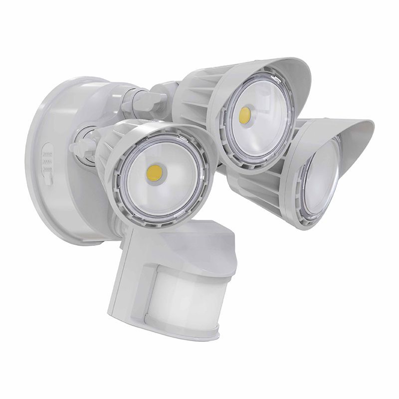 Westgate LED Security Lights With PIR Sensor, 120VAC, 180° Sensor, 100° Beam Angle (120° 28W) 80% Dim (Or Off) When No Motion Detected, Outdoor Lighting, 30W, 2800 Lumens, 5000K, White Finish, 0% Dim (Or Off) When Motion Detected