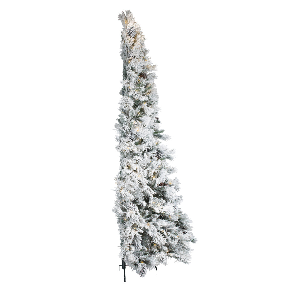 Vickerman 9' x 59" Flocked Atka Slim Half Christmas Tree Dura-Lit® LED Warm White Mini Lights.